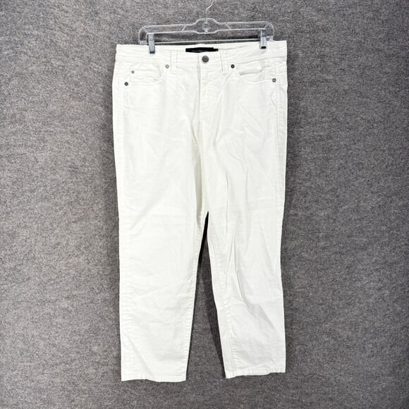 Calvin Klein Jeans Women 14 White Denim Light Wash Skinny Crop High Rise Pockets - Picture 1 of 9